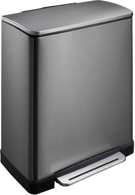 PROREGAL Treteimer Rechteckig mit extra breitem Pedal, 46 Liter, Schwarz/Anthrazit, H x B x T: 65 x 50 x 34,5 cm, 2 Inneneimer aus Kunststoff - Bild 1