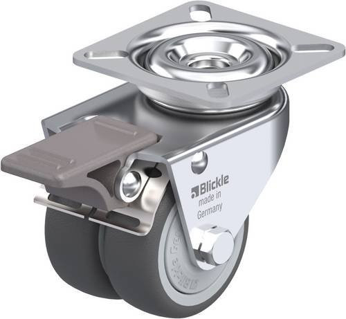 Blickle LDA-PATH 50KF-FI Doppel-Lenkrolle aus Stahl und Kunststoff, Farbe: Grau/Silber, Rad-Durchmesser: 50 mm, Tragfähigkeit: 80 kg - Bild 1