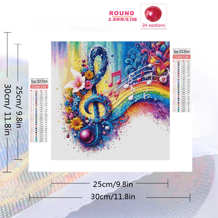 EverShine Musiknoten Regenbogen-Landschaft, Diamant-Stickerei, Bunt - Bild 2
