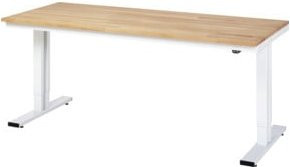 RAU Werktisch adlatus 300 elektrisch höhenverstellbar mit Buche-Massivplatte, Farbe Grau, B: 200 cm, T: 80 cm, H: 72 - 112 cm - Bild 1