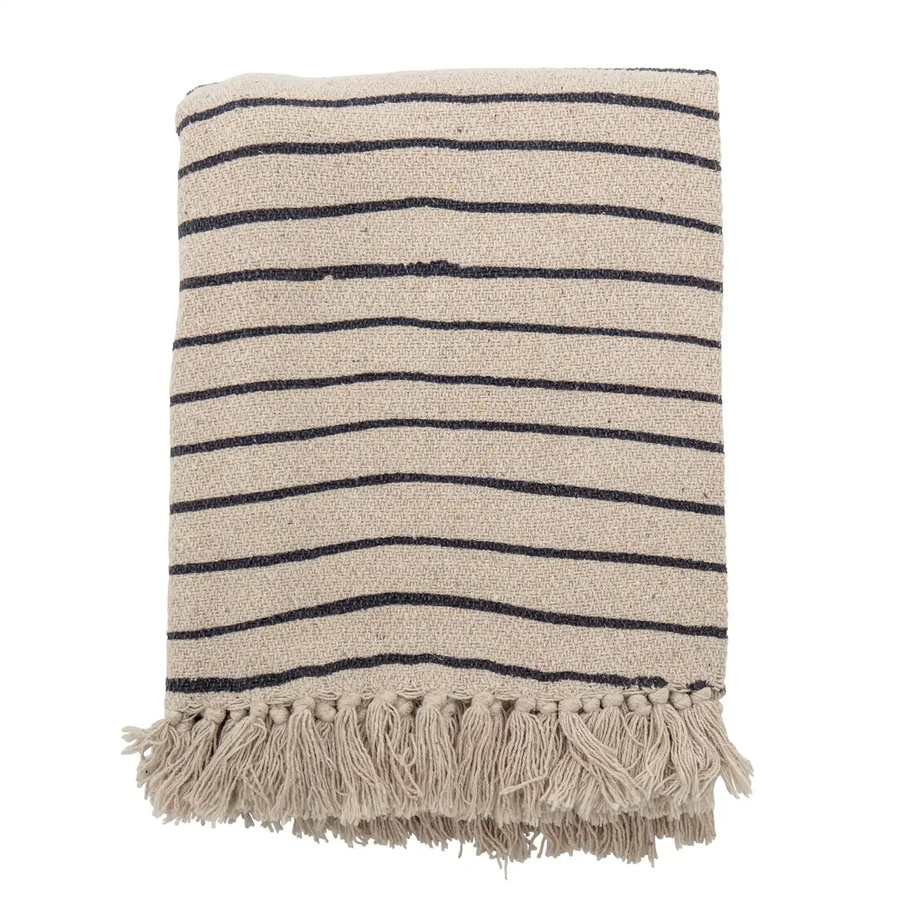 Bloomingville Plaid aus recycelter Baumwolle in Beige, B/B: 130 x 160 cm - Bild 1