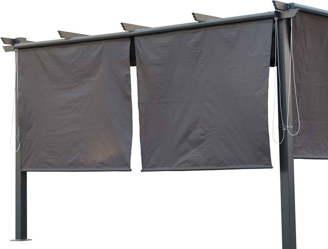 OUTFLEXX 2er Set Pergola Vorhang aus Polyester, anthrazit, semi-transparent, pro Vorhang Breite: 168 cm, Höhe: 145 cm - Bild 1