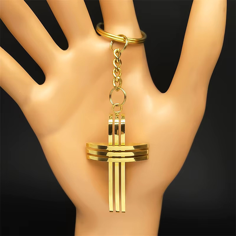 JYTF Anhänger Jesus Kreuz, Edelstahl, Gold, Unisex - Bild 2