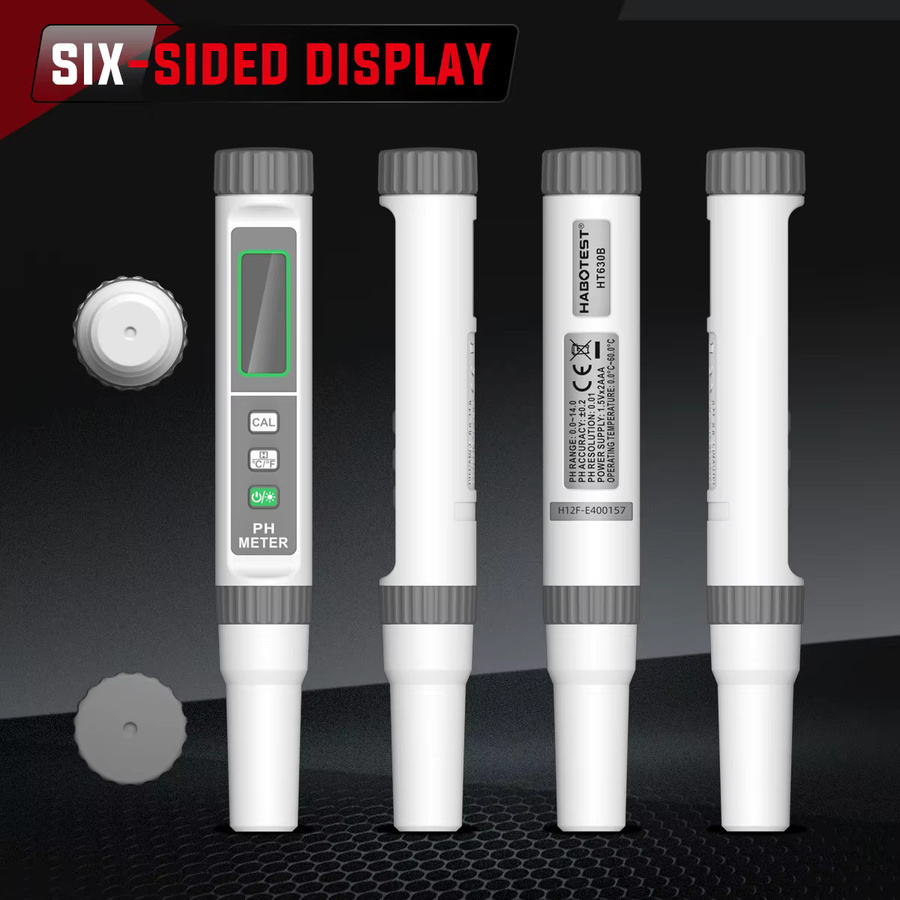 HABOTEST HT630A/B Digitaler pH-Meter-Stift mit Salinitäts- und Temperatur-Tester sowie Leitfähigkeitsfilter in Weiß - Bild 3