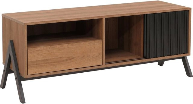 MCW TV-Rack O40 Lowboard in Natur mit Schiebetür und Staufächern, B/T/H: 120 x 40 x 49 cm - Bild 2