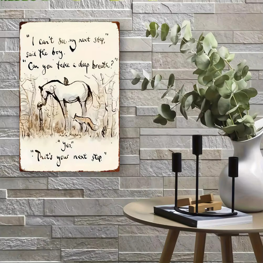 CIFBUY Vintage Metall-Wandkunst mit Pferde- und Fuchs-Szene und Zitat, Rechteckiges Eisen-Schild in Mehrfarben, B: 30,48 cm, H: 20,32 cm, T: 0,3 cm - Bild 2