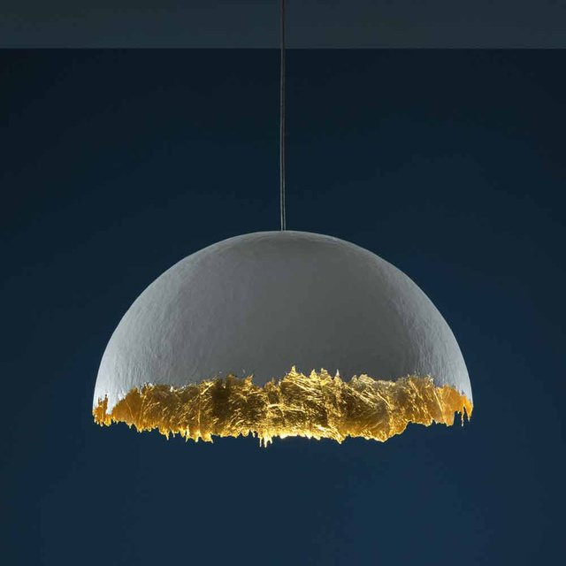 Catellani & Smith PostKrisi 49 Pendelleuchte in Weiß und Blattgold mit Durchmesser: 60 cm - Bild 1