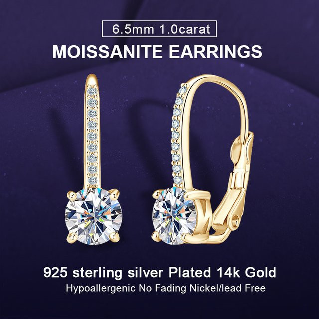 IOGOU Clip-Ohrringe, 925 Silber, Moissanit, Damen - Bild 1