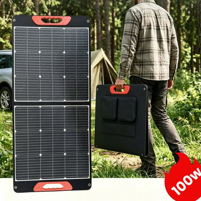 JINGYANGPV Faltbares Solarpanel 100 W mit 24% Wirkungsgrad und IP67 Wasserdichtem Schutz in Schwarz - Bild 1