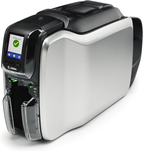 Zebra ZC300 Kartendrucker mit Display für beidseitigen Thermotransfer- und Farbsublimationsdruck, 300 dpi, USB und Ethernet, Weiß - Bild 1