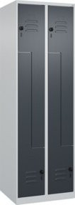 C+P Z-Spind Classic PLUS Garderobenschrank mit 4 Fächern und Sicherheits-Drehriegel, Grau/Anthrazit, H x B x T: 185 x 60 x 50 cm - Bild 1
