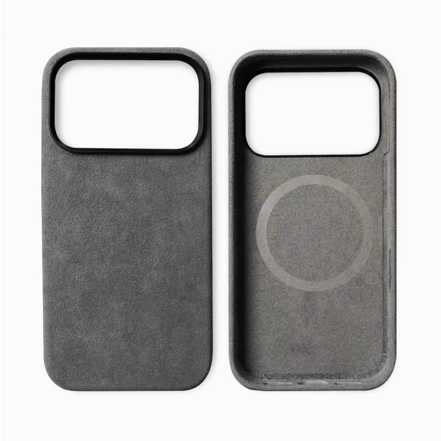 Premium MagSafe Magnetisches Ladeetui für iPhone 12 13 14 15 16 Pro Max Air aus Wildleder mit Metallknöpfen in Schwarz - Bild 4
