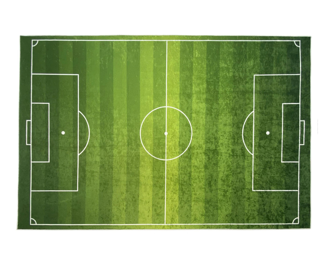 Fußball-Sportteppich BC-Warm Home in Grün, rutschfeste Bodenmatte im Fußballfeld-Design für Wohnzimmer und Kinderzimmer, Breite: 120 cm, Tiefe: 80 cm - Bild 3