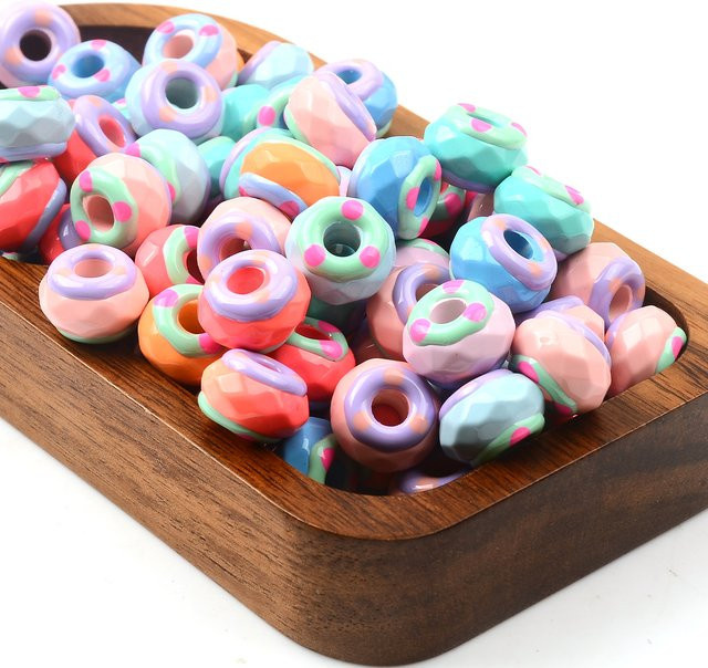 NASSBORO Donut-Perlen, handbemalt, 10 Stück - Bild 1