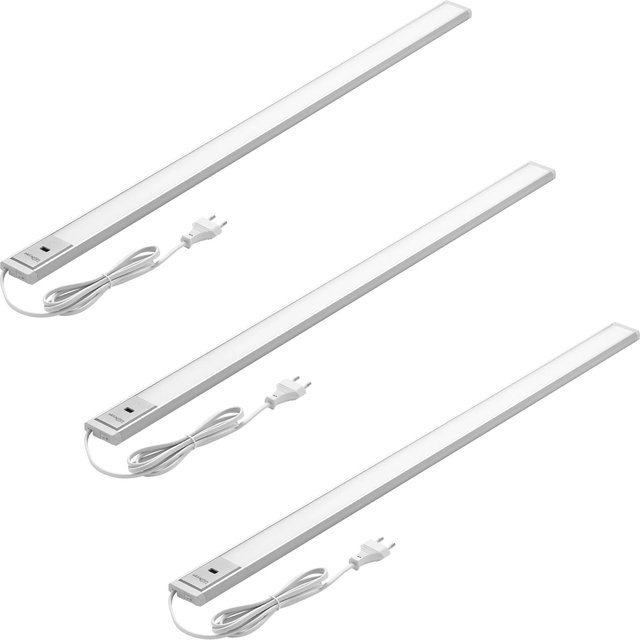 Oktaplex Riva 3er Set Unterbauleuchten aus Aluminium mit LED, dimmbar und Bewegungssensor, Warmweiß 3000K, Silber/Weiß, Breite: 90 cm - Bild 1