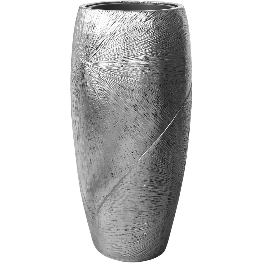 Vivanno Bodenvase Royal in Solissilber mit Sonnenstrahlenmuster aus Fiberglas, B/T/H: 50 x 50 x 107 cm - Bild 2