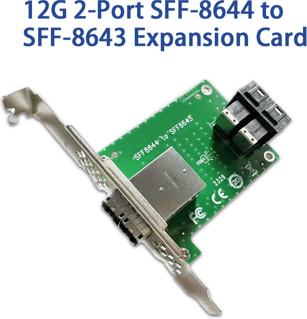 Eshinreal RAID Controller Karte XIC4383 2-Port SFF-8644 zu SFF-8643 Erweiterungskarte in Grün - Bild 1