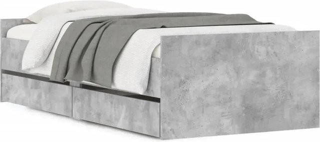 vidaXL Bettgestell mit Schubladen in Betongrau, B/T/H: 90 x 190 x 50 cm - Bild 1
