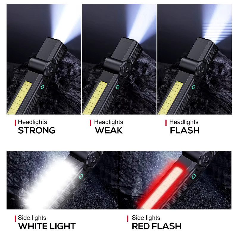 Heinast Tragbare LED-Arbeitsleuchte mit COB- und LED-Licht, Magnetische und Wiederaufladbare Taschenlampe in Schwarz - Bild 3