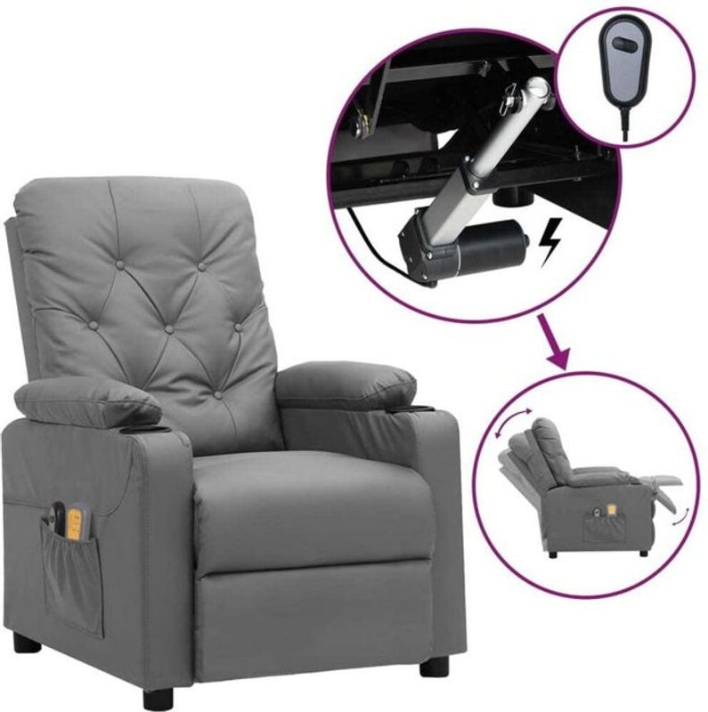Elektrischer Massagesessel von vidaxl in Grau aus Kunstleder im modernen Design - Bild 1