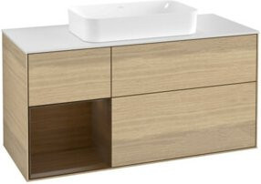 V&B Waschtischunterschrank Finion mit Wandbeleuchtung, Farbe: Weiß/Eiche, Breite: 120 cm, Tiefe: 50,1 cm, Höhe: 50,1 cm - Bild 1