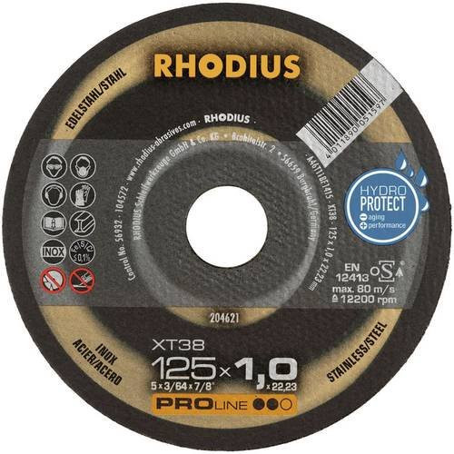 Rhodius XT38 205701 Trennscheibe gerade für Edelstahl und Stahl, Durchmesser: 180 mm, Farbe: Silber - Bild 1