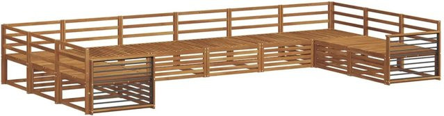 vidaXL Sofagarnitur aus Massivholz Akazie in Natur Braun, 10-teiliges U-Form Sofa Set mit Latten-Design - Bild 1