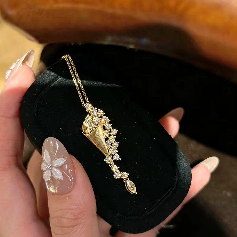 Lnngy Halskette, Moissanit, Gold, Messing, Damen - Bild 3