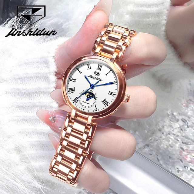 JSDUN Armbanduhr Automatik, Edelstahl, Mondphase, Damen - Bild 1