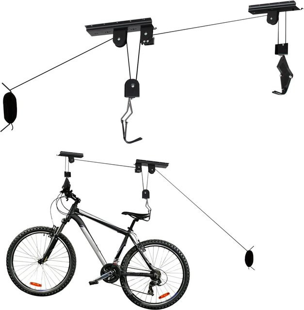 Wiltec Fahrradlift Deckenhalterung für die Fahrradgarage mit Seilzug bis 20 kg - Bild 1