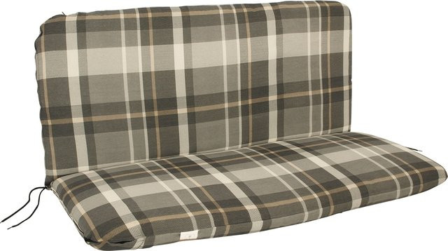 DEGAMO Auflage SEATTLE für 2-Sitzer Bank, grau/beige kariert mit abnehmbarem Bezug - Bild 1