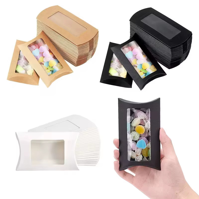 50 Stück Kissenförmige Geschenkboxen aus weißem Kraftpapier für Weihnachten, Halloween und Partys - Bild 4
