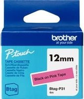 Brother Schriftband Btag-P31 für P-Touch N10, N20 und N25BT in Pink und Schwarz - Bild 1