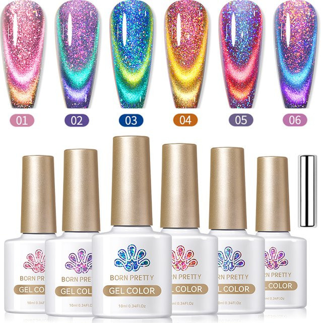 BORN PRETTY Doppellicht-Gel-Nagellack, 6 Stück, 10 ml, schimmernd - Bild 1