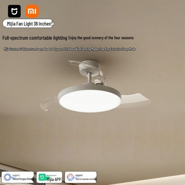 Xiaomi Mijia Intelligente Vollspektrum-Deckenventilatorleuchte mit LED und WiFi in Grau - Bild 1