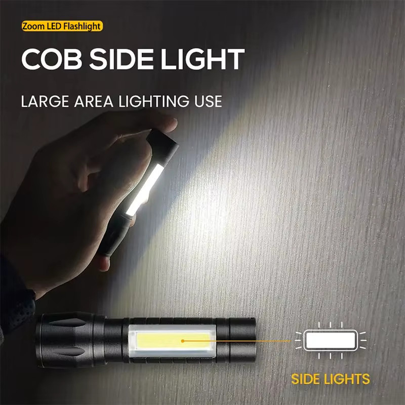 ESMARTER LED-Taschenlampe mit Zoom und 3 Beleuchtungsmodi, wiederaufladbare Mini-Taschenlampe und Laterne in Schwarz - Bild 2