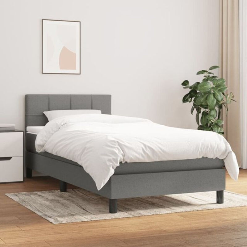 Vidaxl Boxspringbett mit Matratze aus Stoff in Anthrazit B/T/H: 100 x 200 cm - Bild 1