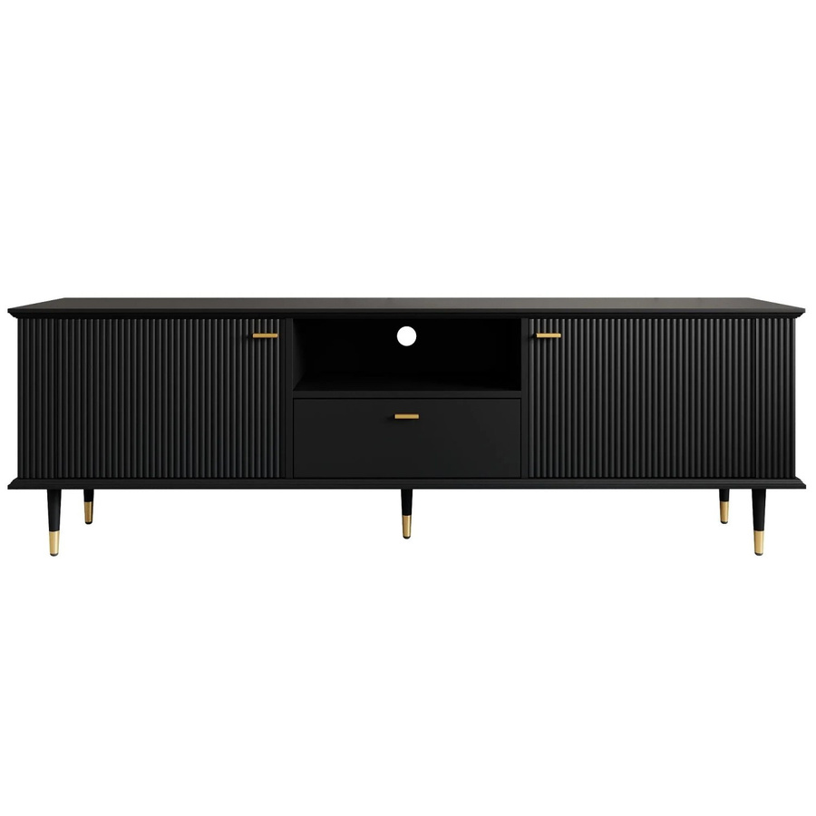 okwish TV Schrank in Schwarz mit Soft-Close-Schubladen und offenen Fächern für dein Wohnzimmer, B/T/H: 170 x 36 x 54 cm - Bild 2