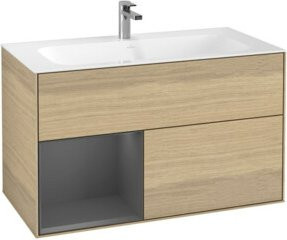 V&B Waschtischunterschrank Finion Wandbeleuchtung Anthrazit B: 99,6 cm, H: 49,8 cm - Bild 1