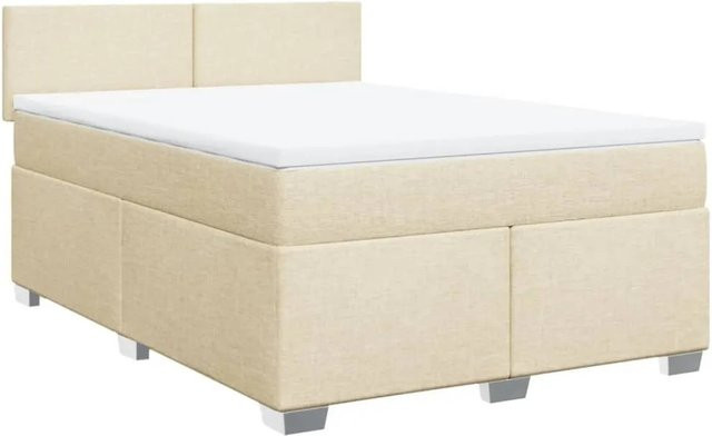 vidaXL Boxspringbett mit Matratze Hybrid-Design in Creme und Beige, B/T/H: 140 x 190 x 100,5 cm - Bild 1