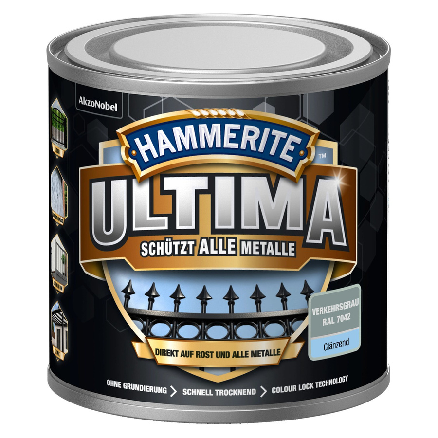 Hammerite Ultima Premium Metall-Schutzlack glänzend Verkehrsgrau 250 ml - Bild 2