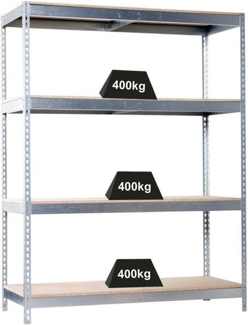 PROREGAL Schwerlastregal Wood Beast Silver, 4 Ebenen, H x B x T: 200 x 240 x 90 cm, Fachlast 400 kg, pulverbeschichtet - Bild 1