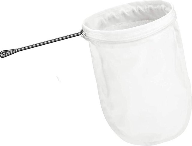 Wiederverwendbare Siebfilterbeutel mit Reißverschluss und Stahlring in Weiß für Nussmilch, Kaffee, Tee und Säfte - Bild 1