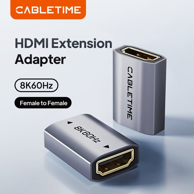 CABLETIME HDMI 2.1 Verlängerungsadapter 8K 60Hz Buchse auf Buchse für PS5, Roku und HDTV Stick - Bild 1