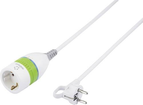 Renkforce Strom Verlängerungskabel mit Zwischenschalter Weiß Grün, Länge: 5,00 m, H05VV-F 3G 1,5mm² - Bild 1