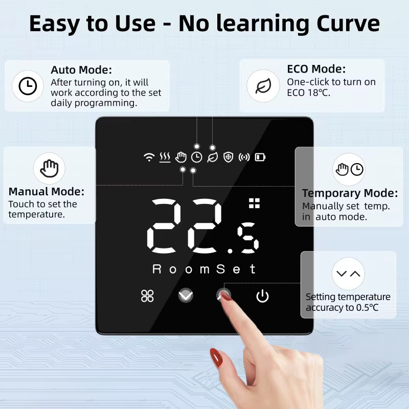 EZAIOT Tuya WLAN-Thermostat in Weiß, intelligenter Regler für Gas- und Elektro-Fußbodenheizung mit App-Steuerung und Google Alexa Integration - Bild 3