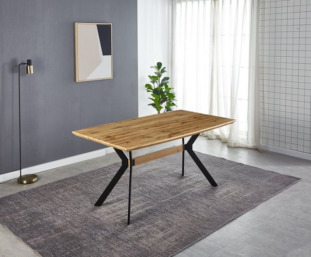 TPFLiving Esszimmertisch AADA in Eiche-Dekor mit schwarzen Metallbeinen, B/T/H: 160 x 90 x 78 cm - Bild 1