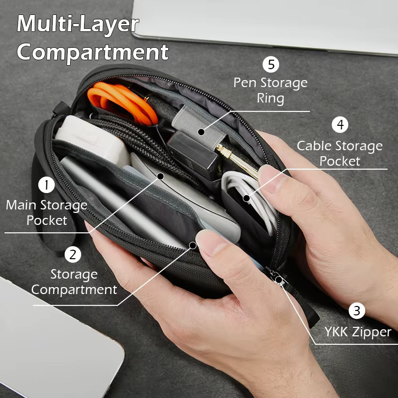 BANGE Reise-Organizer-Tasche für Elektronik-Gadgets und Zubehör in Schwarz - Bild 4
