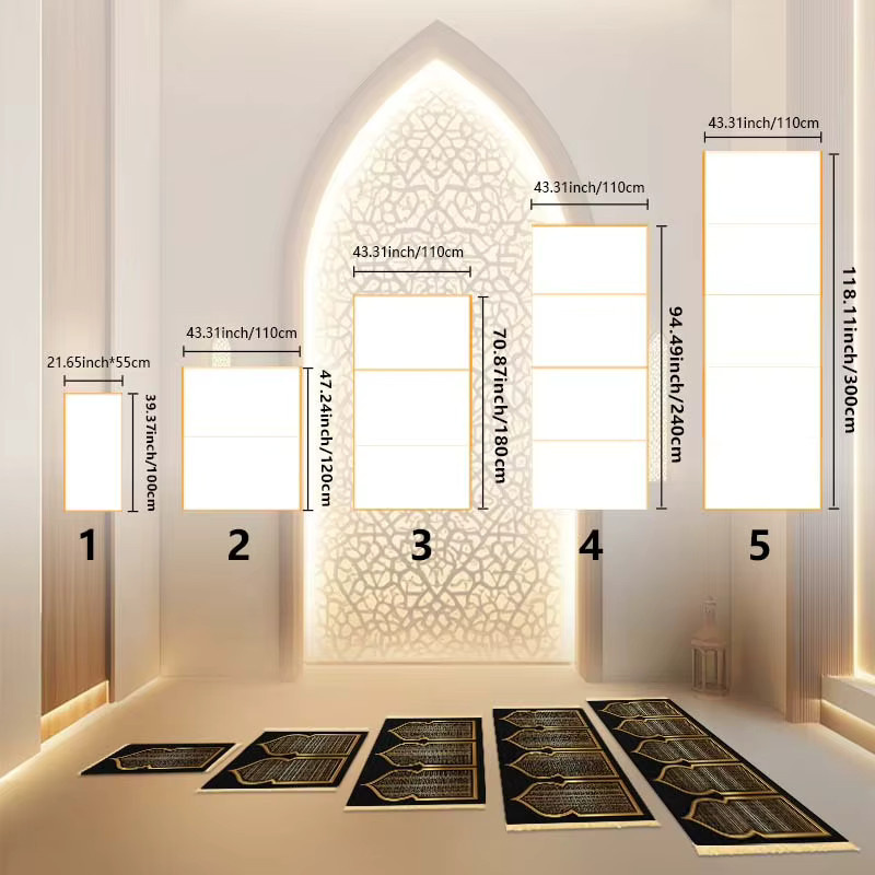 VIKAMA Islamischer Luxus-Gebetsteppich in Schwarz mit orientalischem Design - Bild 4