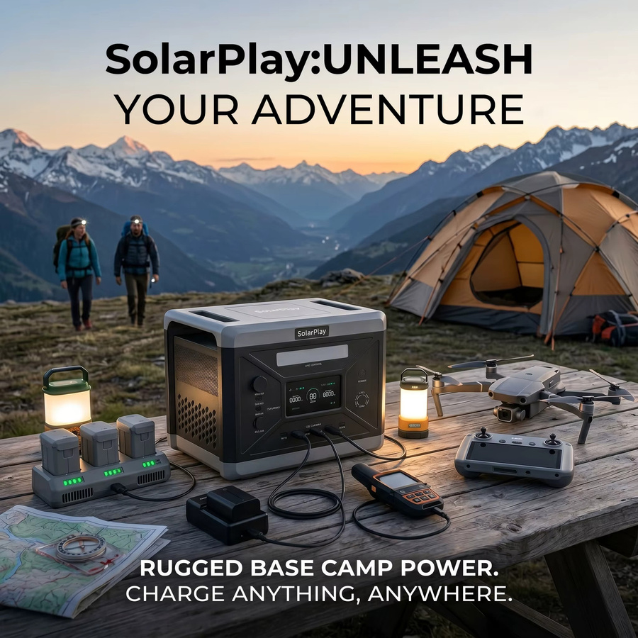 SOLARPLAY Tragbares Kraftwerk mit 2160Wh LiFePO4-Batterie und 2400W Leistung in Grau - Bild 7